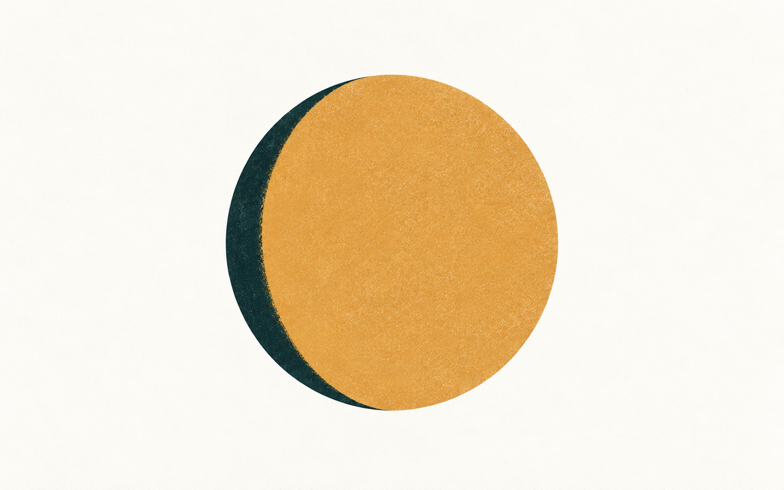 A gold waxing gibbous moon for October 23, 2026, with a slim dark teal shadow on cream paper.